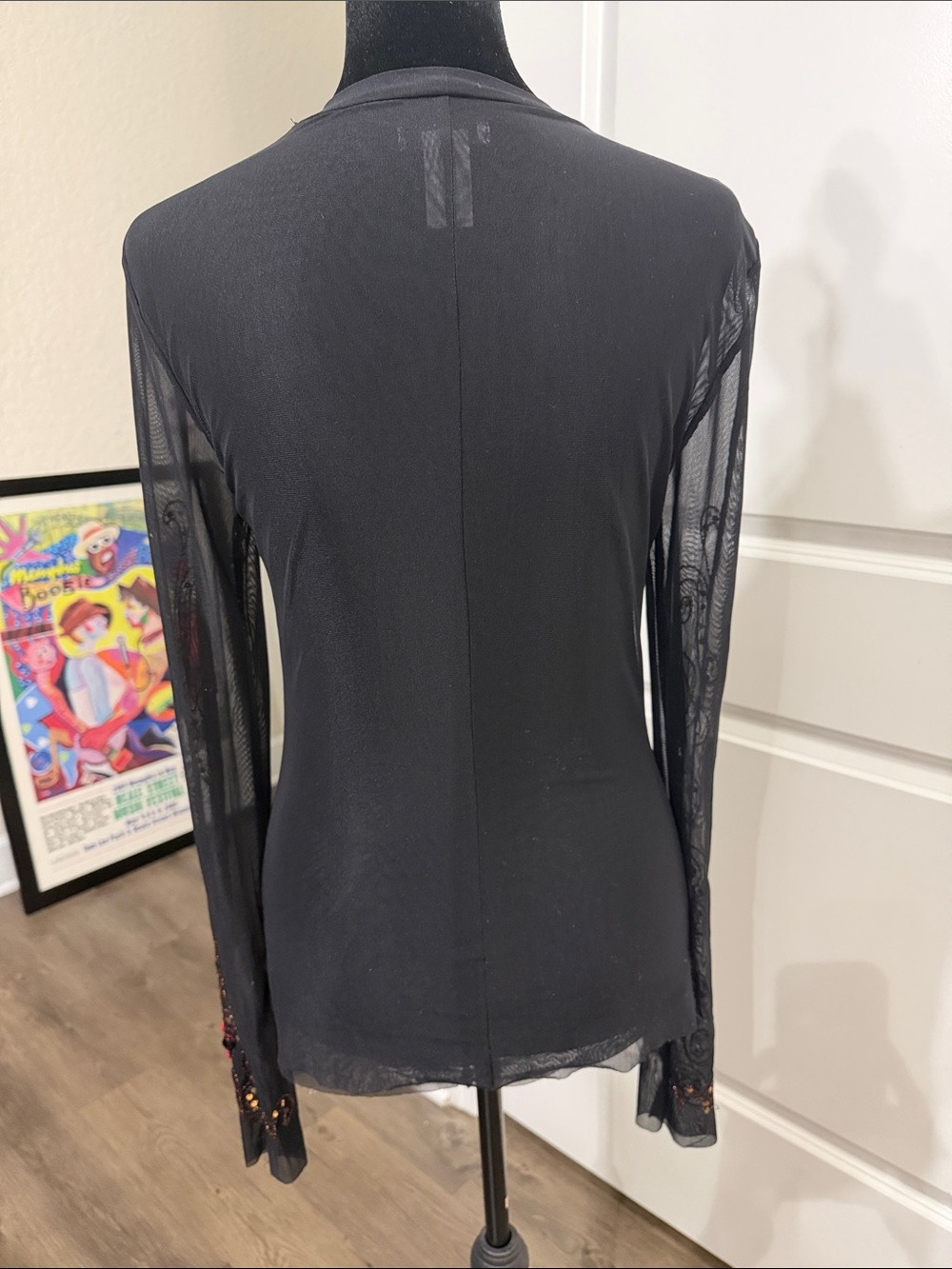 Cache Black Long-Sleeve Embellished Top with Multicolor Beading - Picture 4 of 5